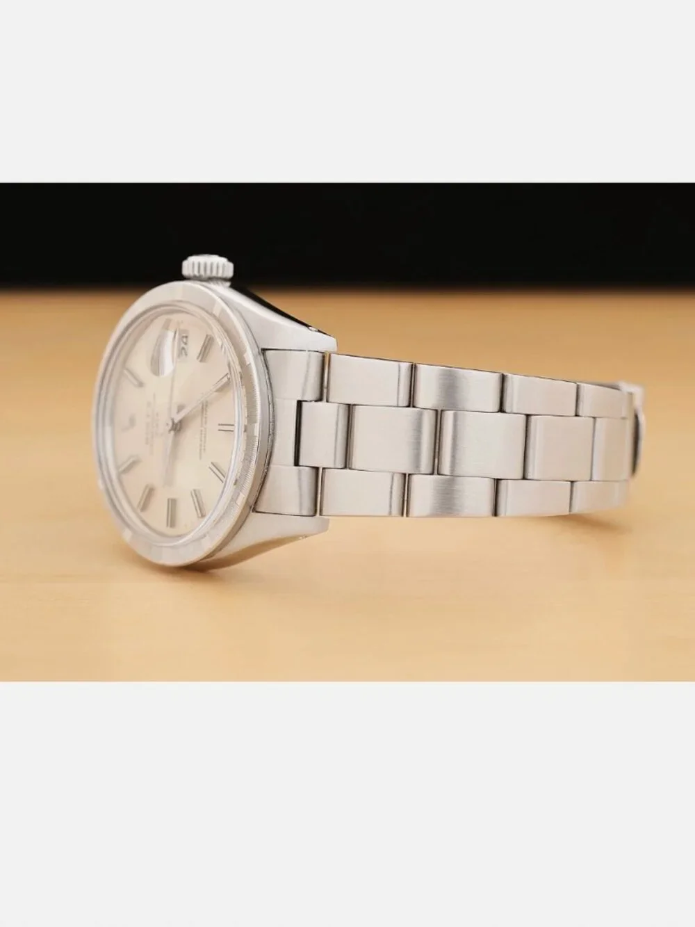 ROLEX OYSTER PERPETUAL DATE SILVER DIAL 34MM STEEL OYSTER WATCH w/ PAPER